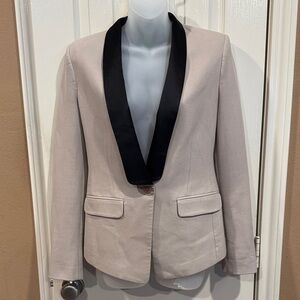 BCBG MaxAzria Tan Blazer with Black Satin Collar. Sz XS